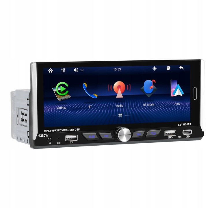 RADIO SAMOCHODOWE 1 DIN BEZPRZEWODOWY CARPLAY ANDROID AUTO MIRROR LINK