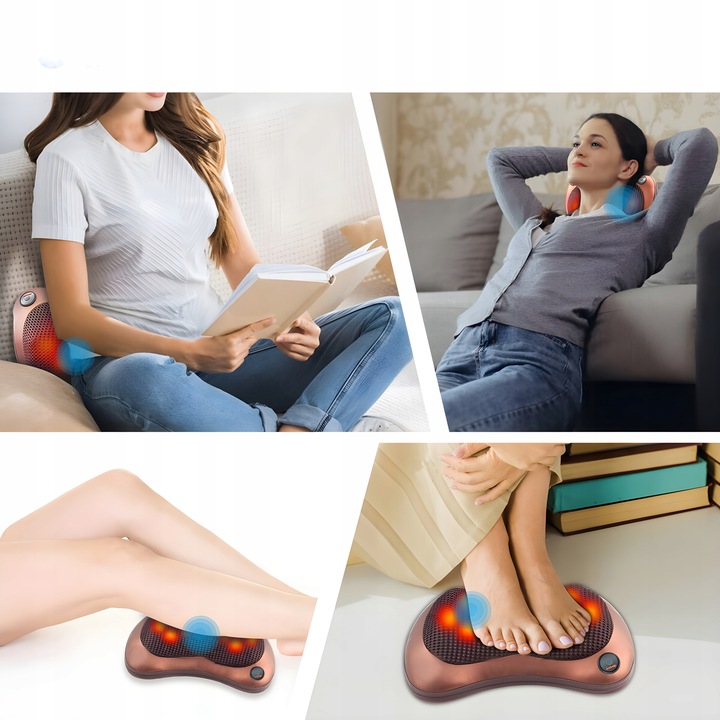 PODUSZKA MASUJĄCA DO KARKU SZYI PLECÓW RAMION CIAŁA NÓG MASAŻER SHIATSU