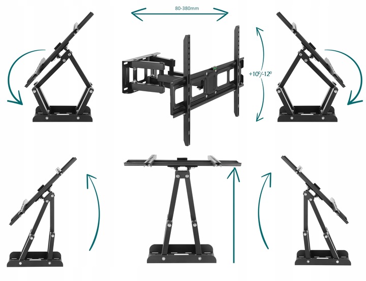 EXTRA MOCNY OBROTOWY UCHWYT na TELEWIZOR WIESZAK TV 32-80 cali