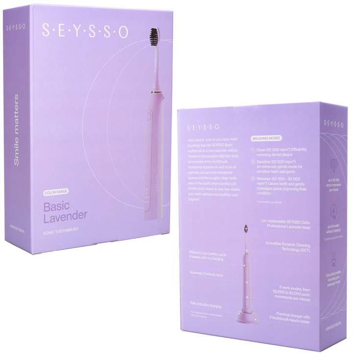 Szczoteczka soniczna do zębów SEYSSO BASIC LILIOWY