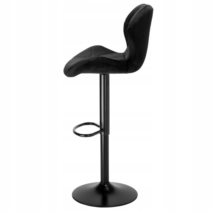 KRZESŁO BAROWE OBROTOWE REGULOWANE PIKOWANE HOKER WELUROWY CZARNY