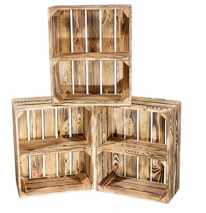 SKRZYNKA DREWNIANA opalana SKRZYNKI PÓŁKA SZAFKA