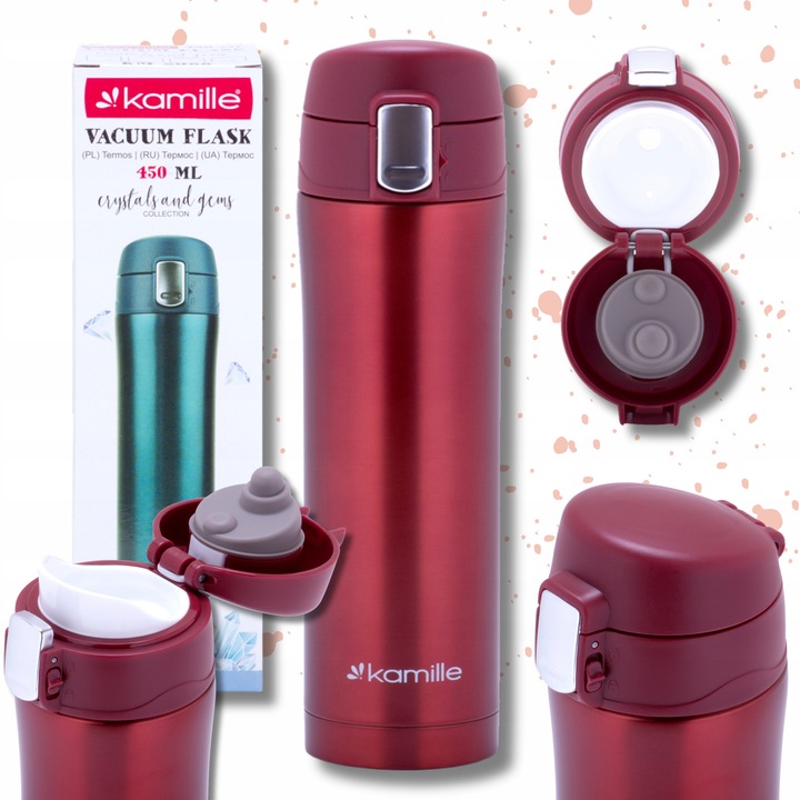 KUBEK TERMICZNY TERMOS STALOWY BUTELKA SZCZELNY pojemny bidon KAMILLE