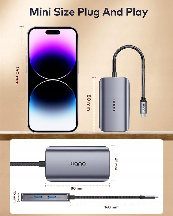STACJA DOKUJĄCA HUB DO LAPTOPA MACBOOK PC USB-C 3.2 GEN2 4 PORTY 100W IPAD