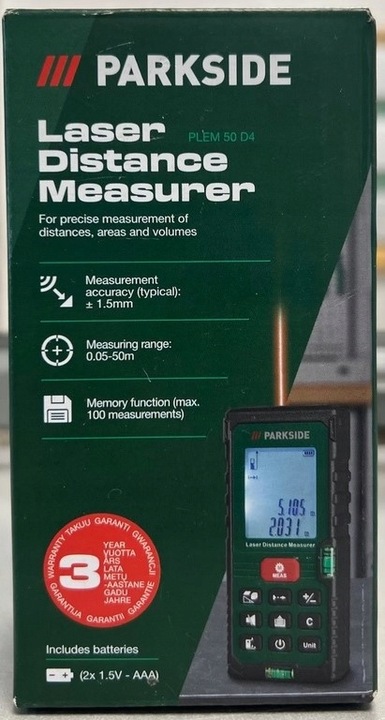 PREZENT MIARKA DALMIERZ LASEROWY PARKSIDE PLEM 50 D4 do 50m