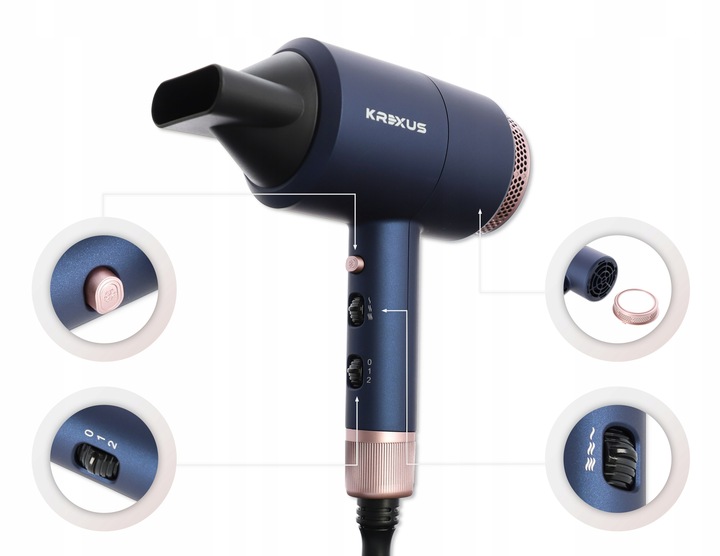 PROFESJONALNA SUSZARKA DO WŁOSÓW KREXUS JONIZACJA KONCENTRATOR 1800W