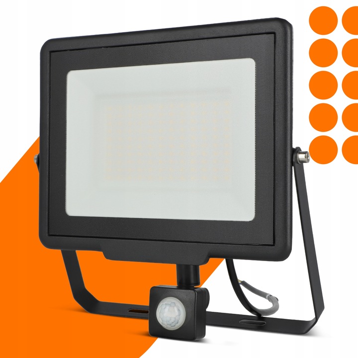 Naświetlacz LED Halogen 100W Reflektor Lampa Zewnętrzna Czujnik Ruchu