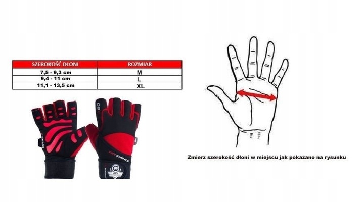 Rękawiczki na siłownie BUSHIDO WG-161 r.L