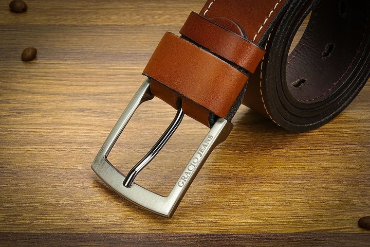 Pasek 110cm Męski Szeroki do SPODNI JEANS Brązowy