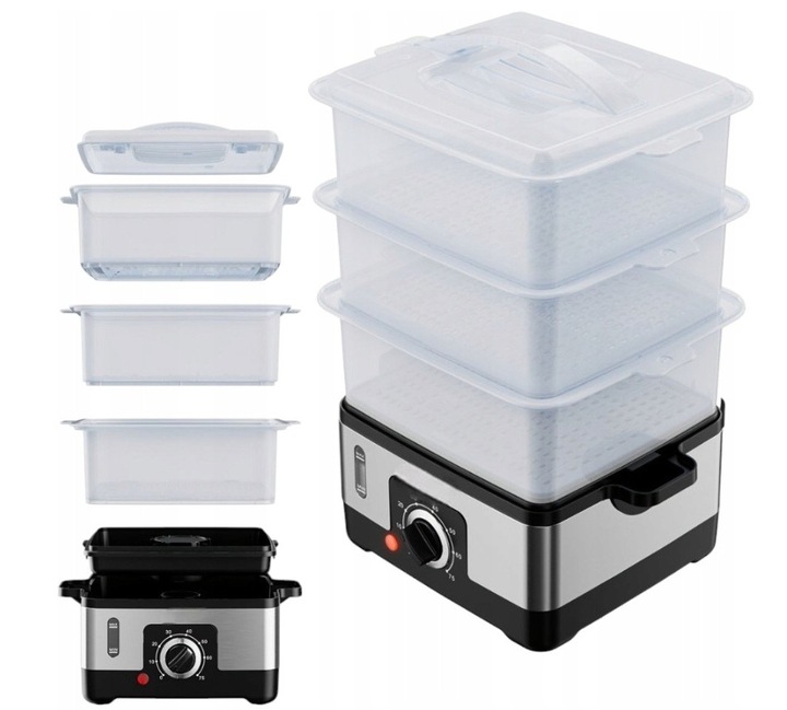 PAROWAR ELEKTRYCZNY URZĄDZENIE DO GOTOWANIA NA PARZE 950W 9L MINUTNIK