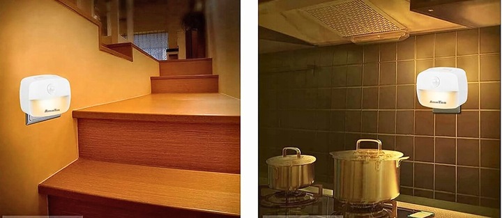 Lampka nocna DO GNIAZDKA LED z czujnikiem 3 TRTBY ŚWIATŁA ruchu kontaktu