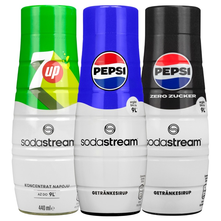 SATURATOR SODASTREAM TERRA BLACK 2 BUTELKI + 2 NABOJE + 3X SYROP PEPSI