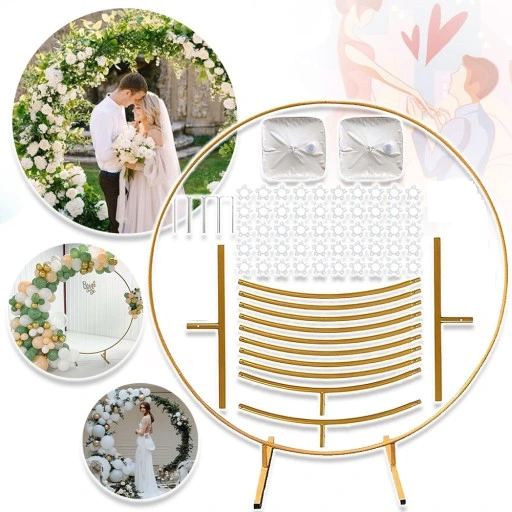 Złote Koło Na Balony Stojak Balonowy Stelaż Metalowy Ścianka Wesele 2,1M