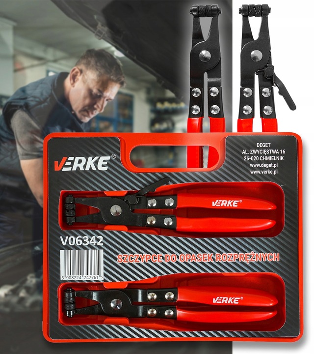 SZCZYPCE DO OPASEK ZACISKOWYCH ROZPRĘŻNYCH PROSTE ZESTAW SZCZYPIEC 2