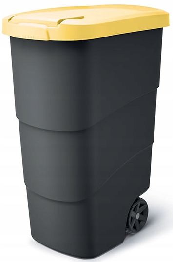 KOSZ POJEMNIK NA ŚMIECI ODPADY DO SEGREGACJI NA KÓŁKACH 90L ŻÓŁTY