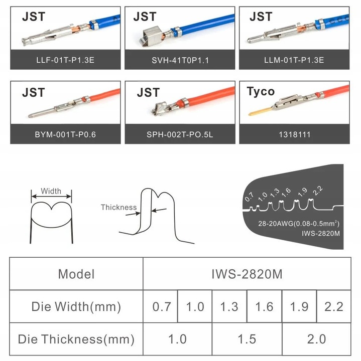 ZACISKARKA DO MINI KONEKTORÓW IWISS IWS-2820M DUPONT, JST, MOLEX