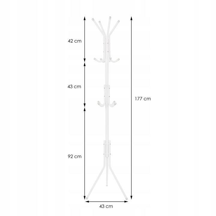 WIESZAK PODŁOGOWY STOJĄCY NA UBRANIA STOJAK METALOWY STABILNY BIALY