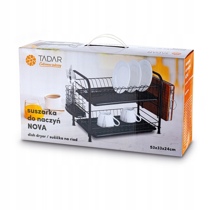 DWUPOZIOMOWA suszarka do naczyń DUŻA suszarka Z TACKĄ 53x33x24cm Nova Tadar