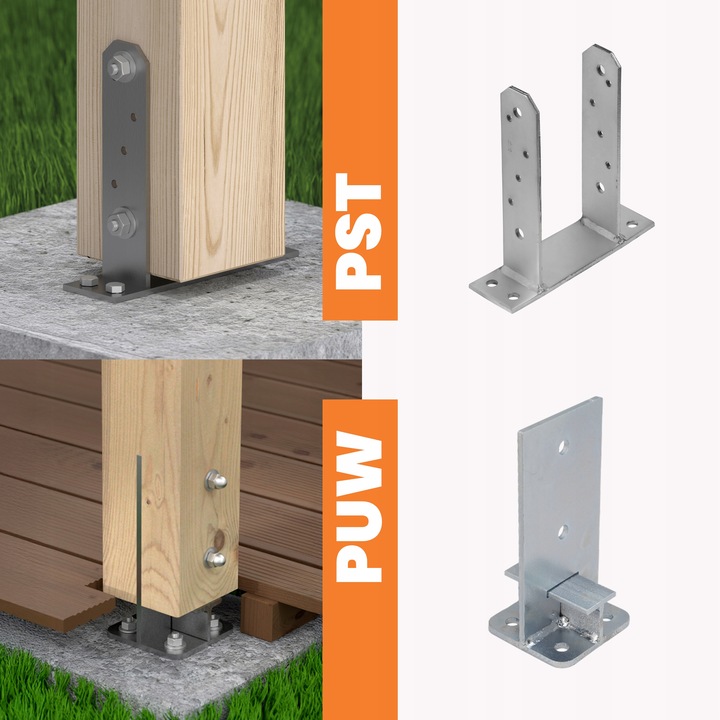 PODSTAWA SŁUPA REGULOWANA 100X100X100-150 MM KOTWA GWINTOWANA OCYNK