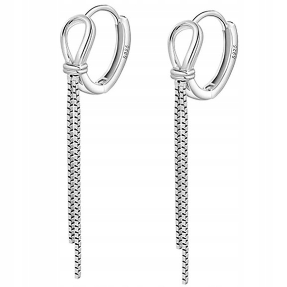 DŁUGIE SREBRNE KOLCZYKI DAMSKIE WISZĄCE SREBRO PRÓBA 925 MODNE ELEGANCKIE