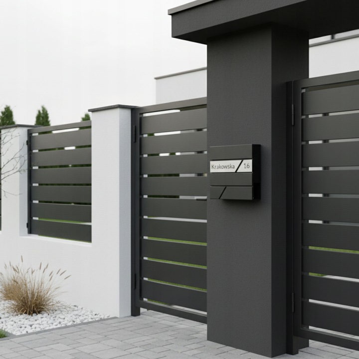 DUŻA SKRZYNKA NA LISTY Z ADRESEM NUMEREM DOMU ANTRACYT POCZTOWA GRAWEROWANA