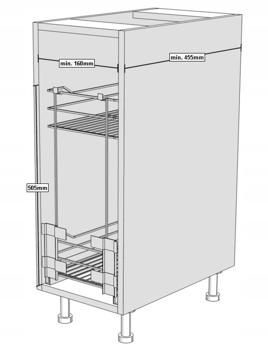Kosz cargo 20cm 2p. 200 z systemem jezdnym cichy domyk Variant Multi