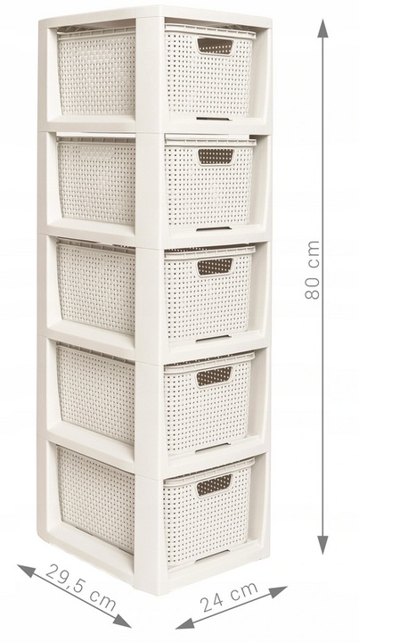 REGAŁ ŁAZIENKOWY BIAŁY SZAFKA 5 PÓŁEK KOMODA ŁAZIENKOWA RATTAN DUŻA