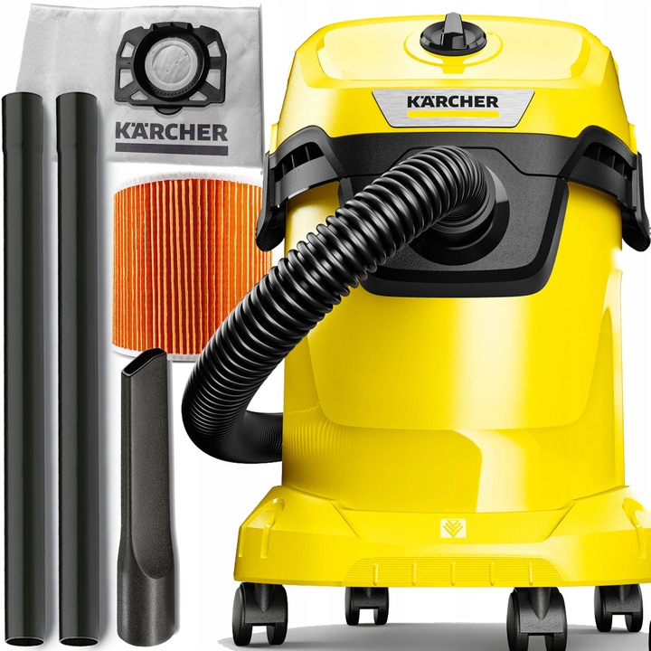 KARCHER NAJNOWSZY MODEL ODKURZACZ BEZWORKOWY WD 3 PRZEMYSŁOWY ZESTAW XXL