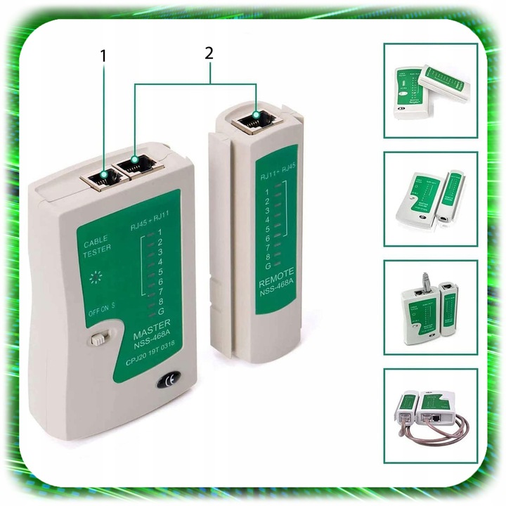 TESTER KABLI SIECIOWYCH RJ45 Przewodów Zaciskarka ZESTAW Sieci LAN ŚCIĄGACZ