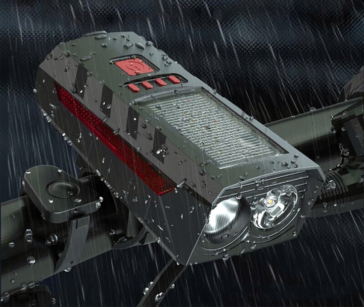 Lampa Rowerowa Lampka Solarna Na Kierownicę USB Zestaw Przód + Tył LED