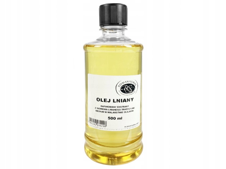 Olej lniany rafinowany ROMAN SZMAL medium do farb olejnych POŁYSK 500ml