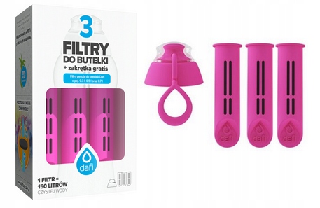 3 X FILTRY DAFI DO BUTELKI FILTRUJĄCEJ SOFT SOLID + ZAKRĘTKA MIX KOLOR