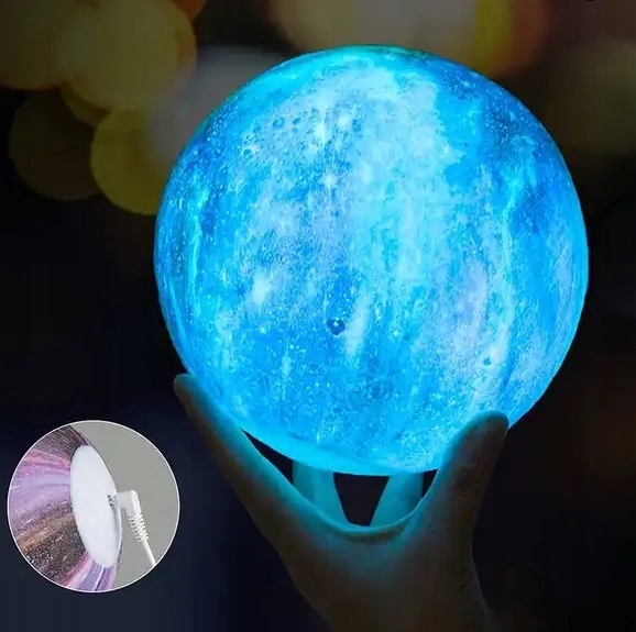 KSIĘŻYCOWA LAMPKA NOCNA LED - DO SYPIALNI NA BIURKO PLANETA KSIĘŻYC PREZENT