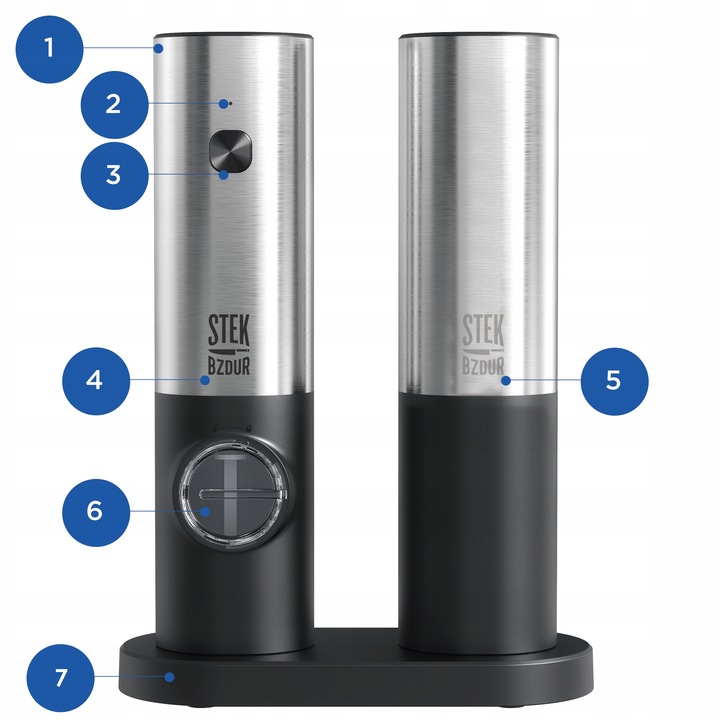 2x Elektryczny Młynek do Mielenia Pieprzu i Soli AKUMULATOR USB