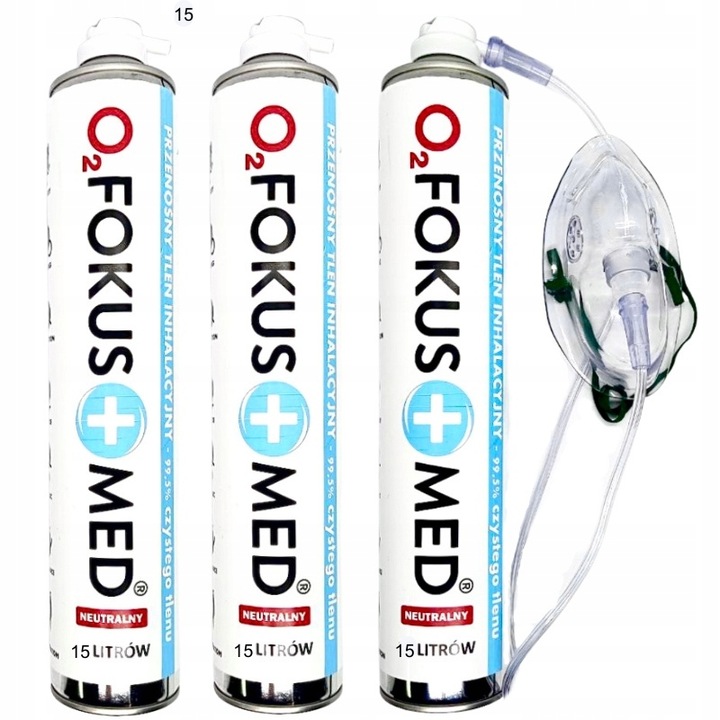 Tlen INHALACYJNY 15L z MASKĄ aerozol 99,5% 3 szt.