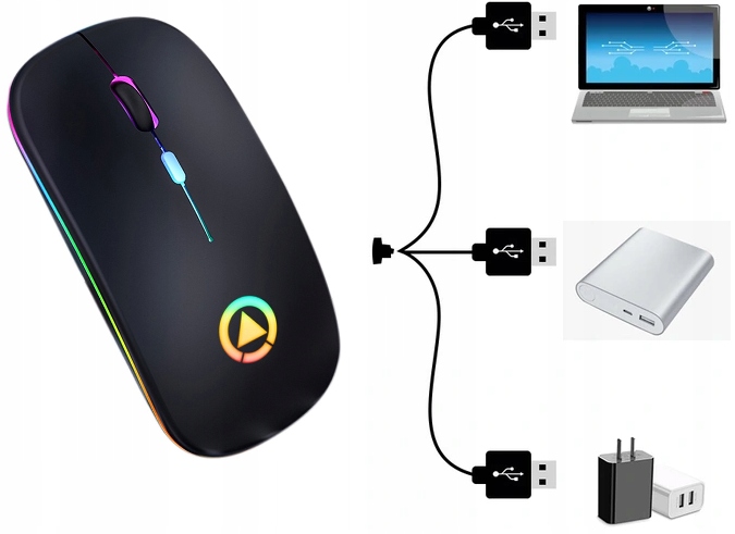 MYSZKA BEZPRZEWODOWA MYSZ OPTYCZNA SLIM LEKKA LED