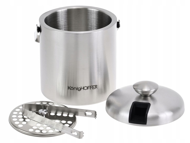 WIADERKO Pojemnik Stalowy na LÓD z Pokrywą 1,3 L COOLER do Lodu +