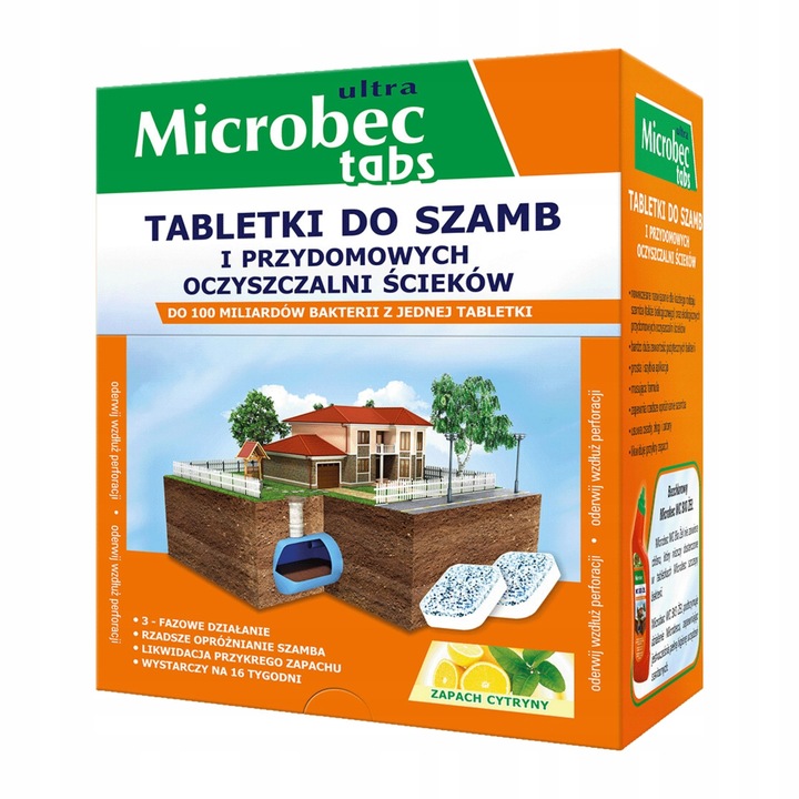MICROBEC TABLETKI BAKTERIE DO SZAMBA OCZYSZCZALNI CYTRYNOWE 16 SZT.