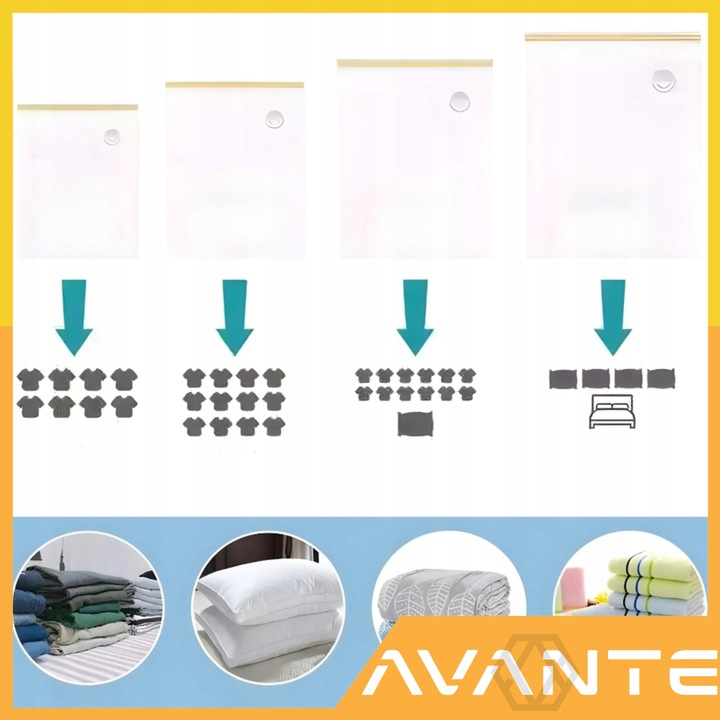 12X WORKI PRÓŻNIOWE NA UBRANIA POŚCIEL TORBY 4 ROZMIARY + GRATIS POMPKA