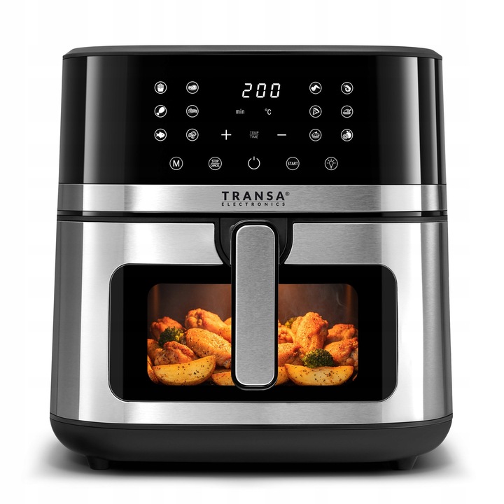 FRYTKOWNICA BEZTŁUSZCZOWA INOX 8L 2200W PODŚWIETLENIE LED 12 PROGRAMÓW