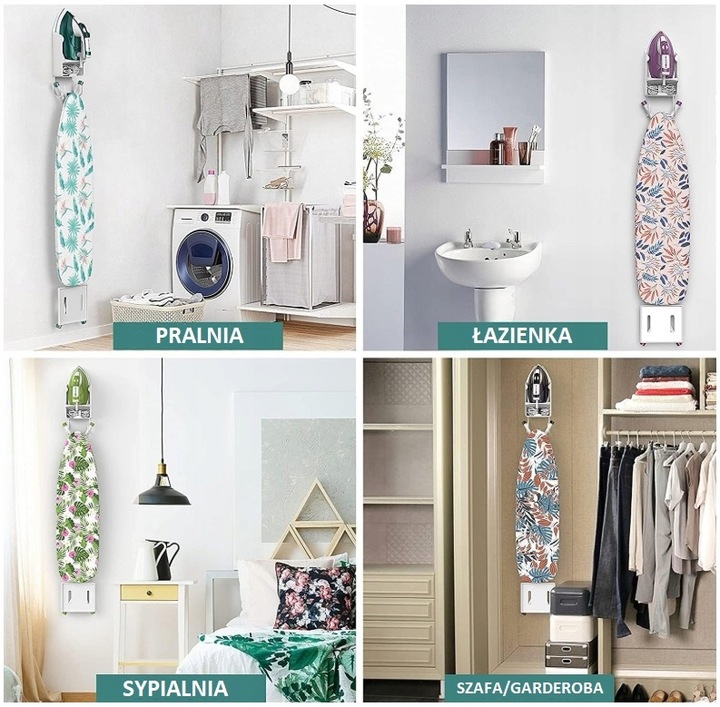 UCHWYT WIESZAK NA ŻELAZKO DESKĘ DO PRASOWANIA PÓŁKA DO SZAFY I NA