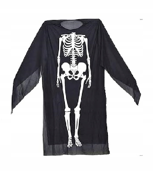 Kostium na Halloween Przebranie KOŚCIOTRUP SZKIELET Ponczo Tunika -