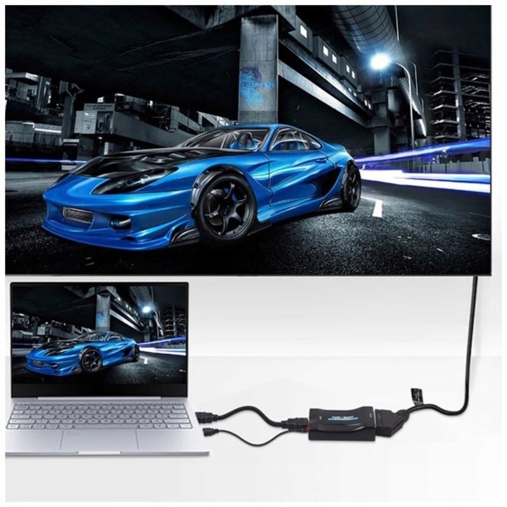 Adapter Eurozłącze na Hdmi Konwerter Scart Przejściówka AV EURO FULL