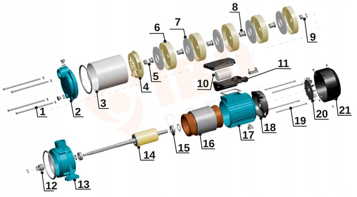 IBO POMPA MH MHI 1300 INOX HYDROFOROWA 5 WIRNIKÓW STAL UZWOJENIE