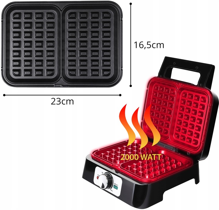 GOFROWNICA IDEAL 2DUŻE CHRUPIĄCE GOFRY MOCNA 2000W NIEPRZYWIERAJĄCA