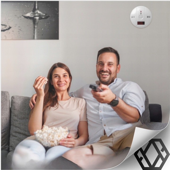 CZUJNIK CZADU TLENKU WĘGLA CO BEZPRZEWODOWY LCD DETEKTOR GŁOŚNY 85dB