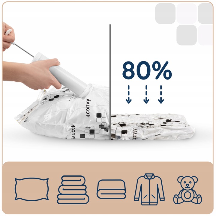 4CONVY Worki próżniowe na pościel ubrania odzież 12szt ZESTAW POMPKA