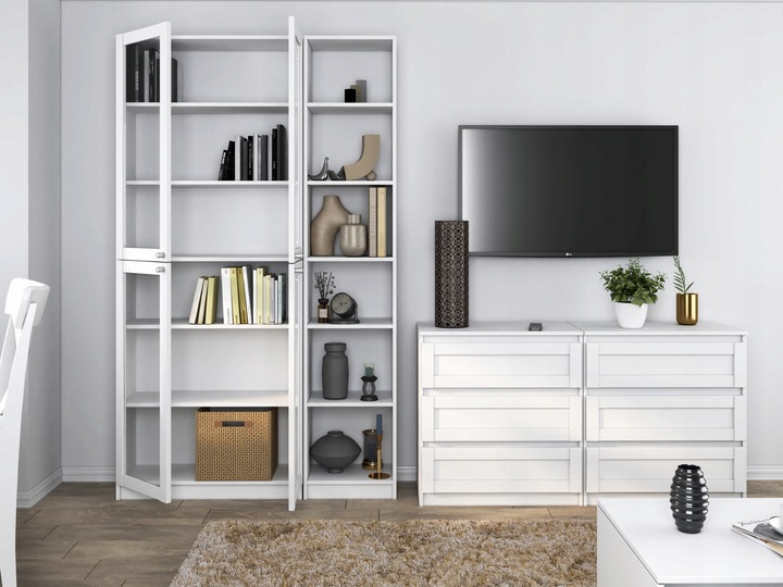 WITRYNA REGAŁ W40 PAFOS SZAFKA NA KSIĄŻKI BIAŁY DO SALONU, BIURA,