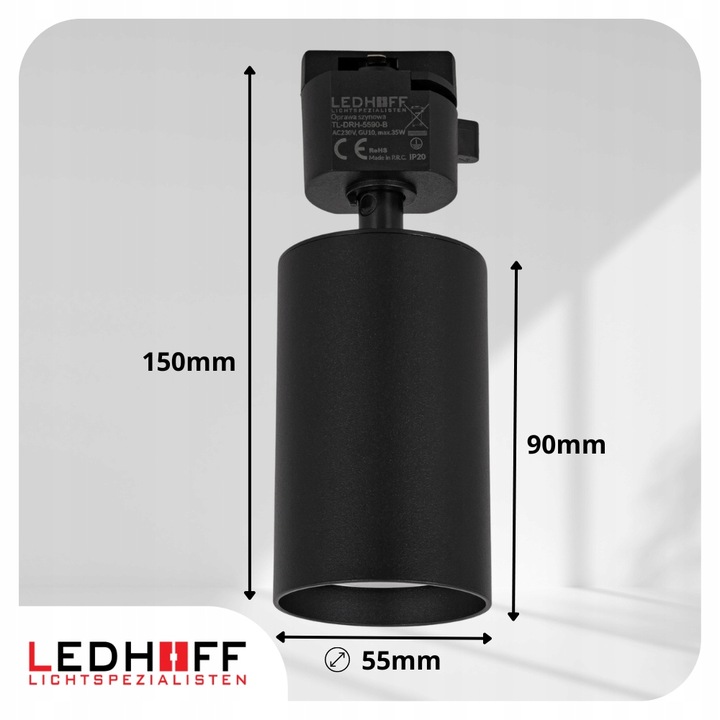 Oświetlenie szynowe Zestaw listwa 2m + 4x lampa GU10 CZARNY