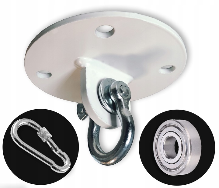 Uchwyt sufitowy z ŁOŻYSKIEM hak do huśtawki FOTELA WISZACEGO BIAŁY MAT